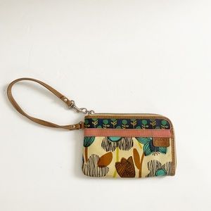 Fossil Key-Per Floral Print Wallet Wristlet